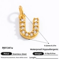 18K gold plated stainless steel letter U pendant with sparkling cubic zirconia stones - Letter U