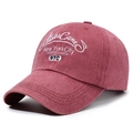 Agate red washed cotton baseball cap with white New York City NYC embroidery - Adjustable / Red
