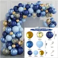 Balloon arch kit contents with metallic blue, navy, and gold balloons for party decoration - 0172-4 Night Blue Set