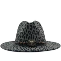 Grey leopard print cowboy hat with bull skull metal emblem and beaded leather band - M (56-58cm) / Vintage Metal Bull Skull Wood Bead Style / Gray