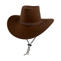 Classic brown faux suede western cowboy hat featuring decorative rope and adjustable chin strap - M (56-58cm) / Dark Coffee