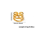 Detailed view of golden triple-layered ring showing size 2cm and weight 2.5g - Adjustable Open / Triple-layer Twist Rope Texture Style (TYGR0251)