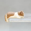 Cute brown and white cat figurine ornament in a lying posture for desk edge decor - Cat Style 6