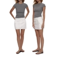 Slim fit modal t-shirt and white mini skirt set for women, front and side view - XS / Gray