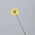 Handmade crochet flower stem in light yellow yarn with green leaves for gift bouquets - Poppy Yellow