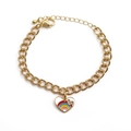 Adjustable gold plated chain bracelet with a heart enamel rainbow pendant and zircon - Gold Rainbow Enamel Heart