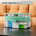 7L medium mint green medicine box with transparent multi-layer folding storage tray - Medium (7L) / Transparent Green