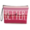 Rosa Make-up Tasche mit Farbverlauf und Better Together Herzdruck aus Segeltuch - BETTER Together Verlauf Rosa
