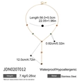 Detail of 16K stainless steel Y-chain lariat with multi-color heart gemstones - Gold Colorful Heart Gemstone Y-Necklace (JDN0207012)