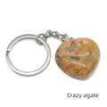 Heart-shaped Crazy Agate natural stone keychain with polished yellow and red textures - Crazy Agate