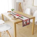 Chemin de table de Noël avec gnomes et bordures à carreaux noirs et blancs sur bois - XKZQ-01 (Gnome de Noël Nœud) / 180x33cm