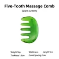 Dark green 5-tooth scalp massage comb for head and body meridian scraping therapy - Five-Tooth Massage Comb / Green