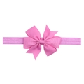 Pink grosgrain ribbon bow on a soft elastic headband for infants and toddlers - Pink