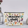 Detail einer bedruckten Canvas Kosmetiktasche mit bunten Kosmetikillustrationen - Hautpflegezeug Illustration (jiayingljb10)