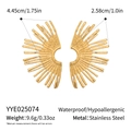 Detailed view of striped fan earrings in 18K gold plating with size and weight specs - Gold (YYE025074)