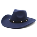 Chapeau fedora classique en laine bleu marine avec ruban noir clouté d'or pour adultes - M(56-58cm) / Bleu marine