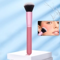 Flat top foundation brush with pink handle and bicolor bristles for smooth makeup - Round Blush Brush / Small / Pink