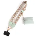 Ethnic pattern woven wide shoulder strap with mint green leather coin purse and gold clips - Aqua Green Geometric Diamond