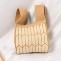 Chic khaki and cream geometric arrow knit tote bag for stylish daily commuting - Combined Arrow Khakimi