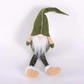 Christmas gnome plush with a dark green pointy hat and long white beard decoration - Green Long Legged Doll (D-BJ26)