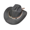 Chapeau de cowboy gris anthracite avec rubans tressés et boucle étoile turquoise - M (56-58cm) / 132-Gris Foncé