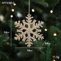 Fiocco di neve dorato appeso all'albero di Natale, dimensioni 9,8x9,8 cm - Fiocco di Neve E