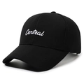 Casquette de baseball noire classique avec broderie blanche Central et visière incurvée - Réglable / Noir Avec Broderie Blanche