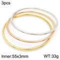 3pcs 18k gold plated 3mm stackable stainless steel bangles in gold silver rose gold - 3Pcs Set-Mixed Colors (KB184155-LO)