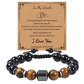 Detail of tiger eye bead bracelet for uncle with heartfelt message gift card - To My Uncle