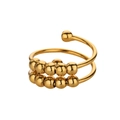 Detailed view of an 18K gold-plated double-row bead ring with a wrap-around open design - Double Row Beads / Gold