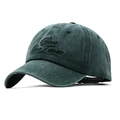 Gorra de béisbol vintage verde oscuro lavado con bordado retro y correa ajustable - Verde Oscuro