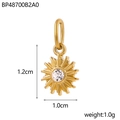 Golden sunburst pendant in stainless steel with crystal center, measuring 1.2cm by 1.0cm - Sun Pendant - Gold With White Zirconia