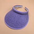 Lavender purple straw open top sun visor hat with breathable woven texture for women - 56-60cm / Purple