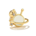 Creatieve gouden alien UFO oorknopje met witte edelsteen en sprankelende sterrenring - Alien / Goud