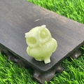 Hand-carved 3.5cm natural stone owl figurine in light yellow-green jade style - Yellow Luminous Stone
