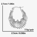 Orecchini a cerchio a spirale argento in acciaio inox con dettagli misura 2,7 cm - Spirale Argento Texturizzato (D437-S)