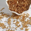 2x7mm golden silver-lined glass bugle beads for DIY jewelry and garment making - Diameter approx 2mm x Length approx 7mm 15g/Pack Approx 300 Pieces / Gold Yellow