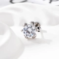 Turtle shaped cartilage piercing stud in silver finish with sparkling clear zircon stones - Single Piece / White (A575-1)