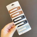 Lot de 5 barrettes à cheveux rectangulaires mates aux tons terre sur carte - Pince à cheveux carrée / Lot de 6 / Noir + Brun + Bleu