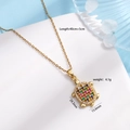 Gold-plated sea turtle necklace with colorful cubic zirconia and a 40cm plus 5cm chain - Four-Color Zircon