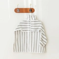 Absorbent grey and white striped dog bathrobe with snap buttons for quick drying - Milo Grey