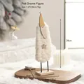 Nordic white wool Christmas gnome figurine with wooden star and 28cm tall hat - No.13 Long Gnome - White