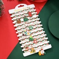 Weihnachtliches Armband-Set mit Weihnachtsmann und Rentier-Anhängern auf Karten - SY0632 (12er Set-Perlen Geflochten Stil)