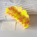 Pinza per capelli in acetato giallo e rosa con motivo marmorizzato vivace - 11.6cm / Giallo-Rosa