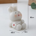 Candela profumata a forma di coniglio grigio chiaro con fiori, altezza 6,5 cm - Coniglio grigio con fiore rosso