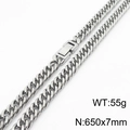 Silver cuban curb chain necklace for men in 650x7mm size and 55g weight specification - 7mm*650mm / Silver