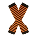 Orange and black striped fingerless arm warmers in long knit style for cosplay - One Size / Orange and Black Fine Stripes