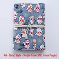 A6 blue Maneki-neko canvas loose-leaf binder cover with white cotton strap closure - Blue Tie-up Style (Cover Only)