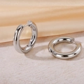 Polished silver titanium steel hoop earrings featuring a minimalist thick round design - 4.0 Steel Color Inner Diameter 14mm