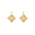 French style amber and light blue resin earrings with golden frame and diamond inlay - Gold Coffee